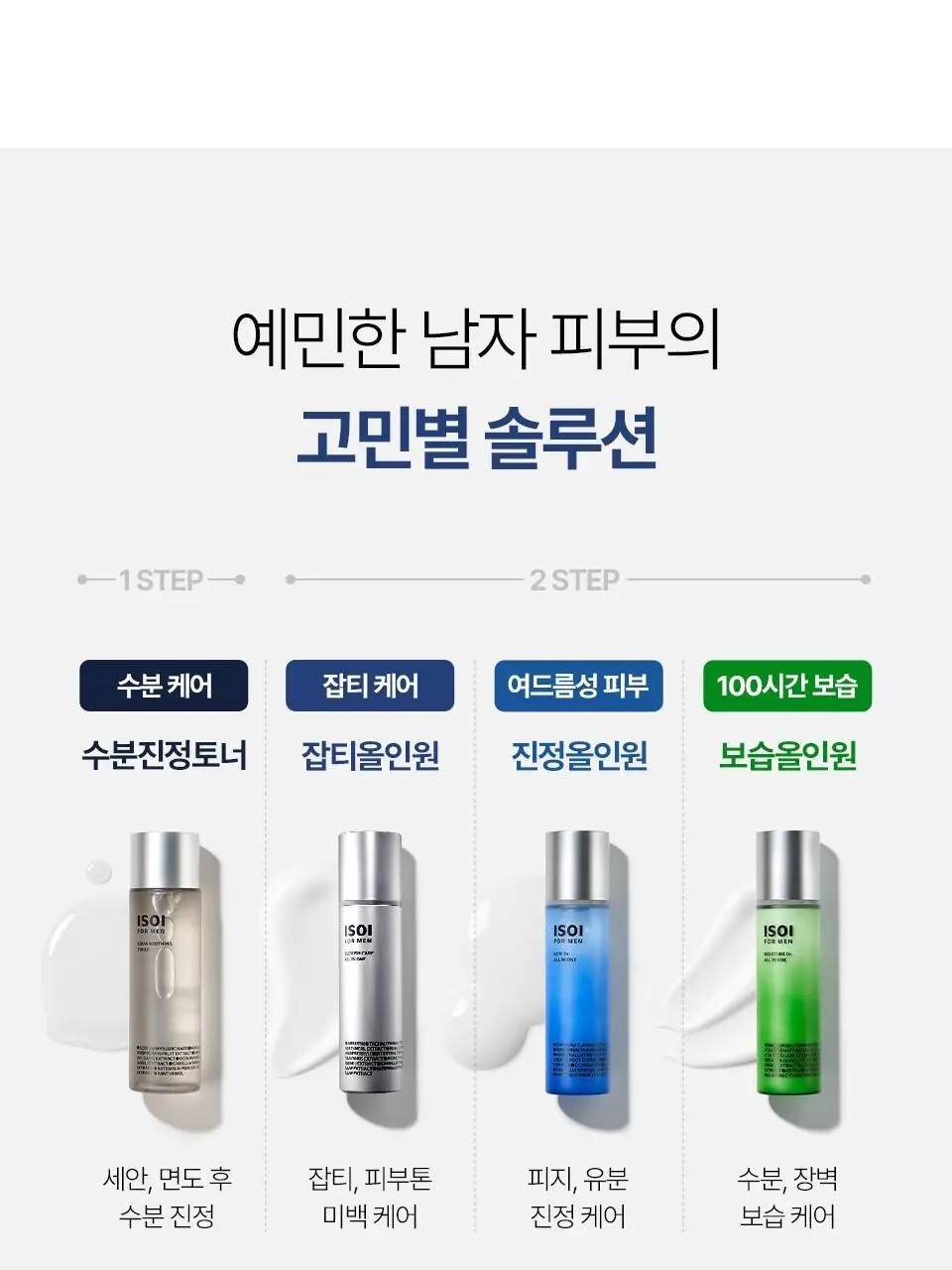 [개기름All케어] 아이소이 포맨 아크니 닥터 올인원 듀오(진정 올인원100ml+15ml+아쿠아수딩토너 150ml) 상세페이지 35